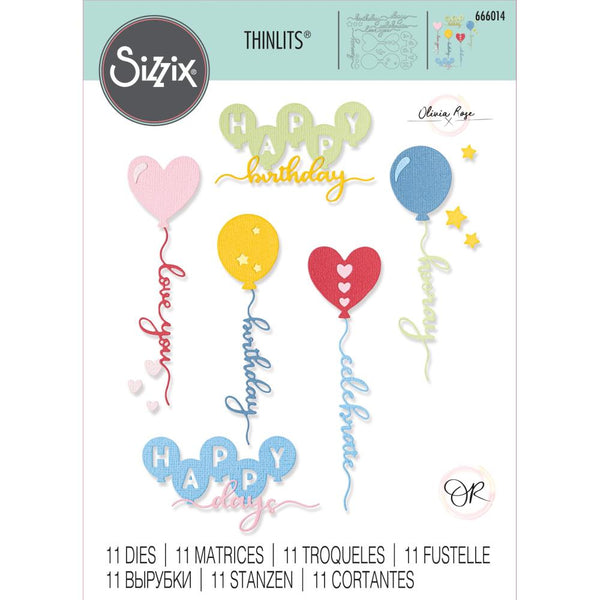 Sizzix Thinlits Dies By Olivia Rose 11/Pkg, Balloon Occasions