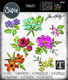 Sizzix Thinlits Dies By Tim Holtz 14/Pkg, Brushstroke Flowers