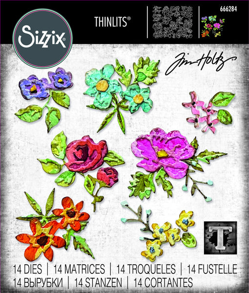 Sizzix Thinlits Dies By Tim Holtz 14/Pkg, Brushstroke Flowers