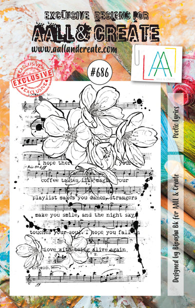 AALL & Create, #686, Poetic Lyrics, A7 Clear Stamps, Designed by Bipasha BK