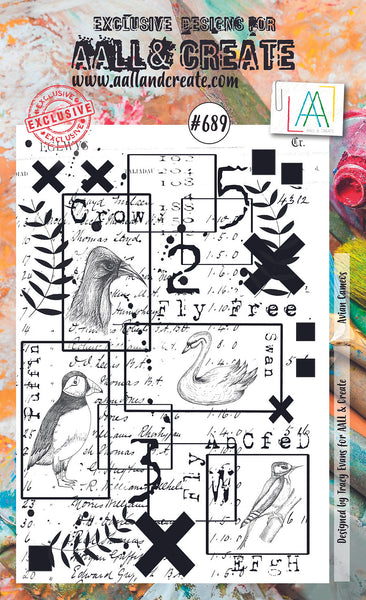 AALL & Create, #689, Avian Cameos, A6 Clear Stamp, Designed by Tracy Evans