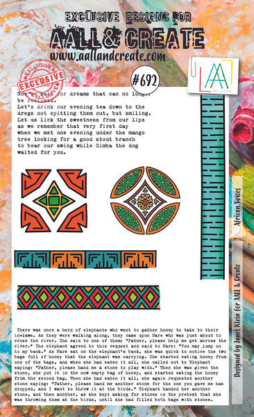 AALL & Create, #692, African Voices, A6 Clear Stamp, Designed by Janet Klein