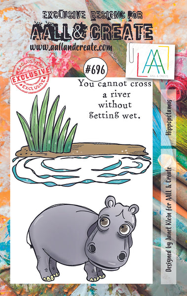 AALL & Create, #696, Hippopotamus, A7 Clear Stamps, Designed by Janet Klein