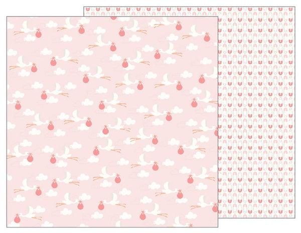 Pebbles, Lullaby Double-Sided Cardstock, 12"X12", Delivering Baby Girl