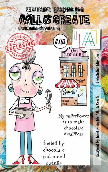 AALL & Create, #763, Chocolatier Miss Dee, A7 Clear Stamp by Janet Klein