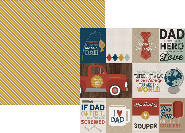 Simple Stories, Father's Day, Double-Sided Cardstock 12"X12", Dad, 3x4, 4x6 Journaling Card Elements