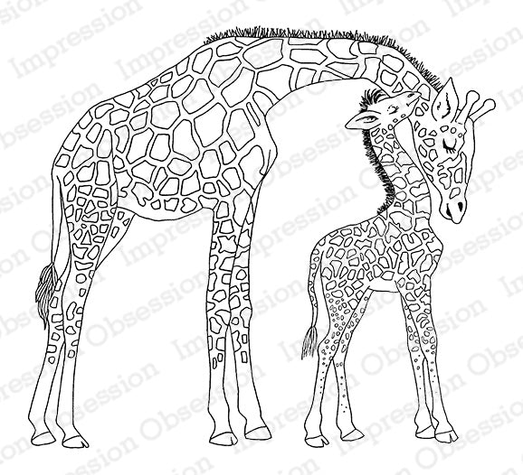 Impression Obsession, Giraffe Mom and Baby, Cling Stamp - Scrapbooking Fairies