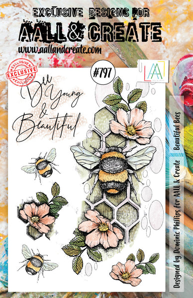 ALL & Create, A5 Clear Stamp Set Designed by Dominic Phillips, Beautiful Bees, #797