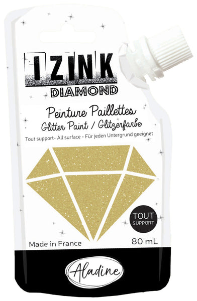 Aladine IZINK Diamond Glitter Paint 80ml, Dore (Gold)