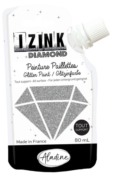 Aladine IZINK Diamond Glitter Paint 80ml, Argente (Silver)