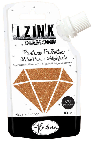 Aladine IZINK Diamond Glitter Paint 80ml, Cuivre (Copper)