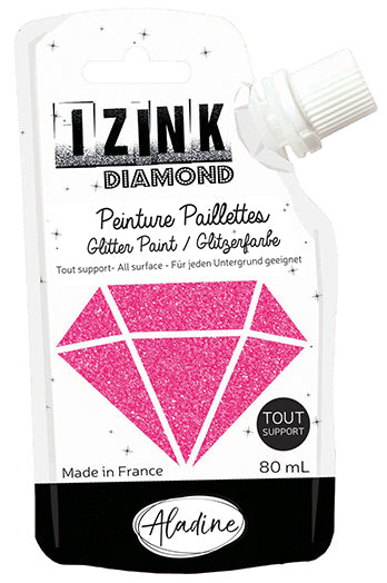 Aladine IZINK Diamond Glitter Paint 80ml, Fuschia (Magenta)