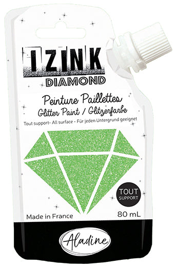 Aladine IZINK Diamond Glitter Paint 80ml, Vert Clair (Light Green)
