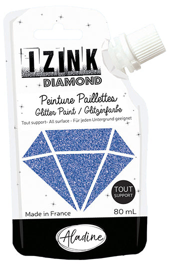 Aladine IZINK Diamond Glitter Paint 80ml, Bleu (Blue)