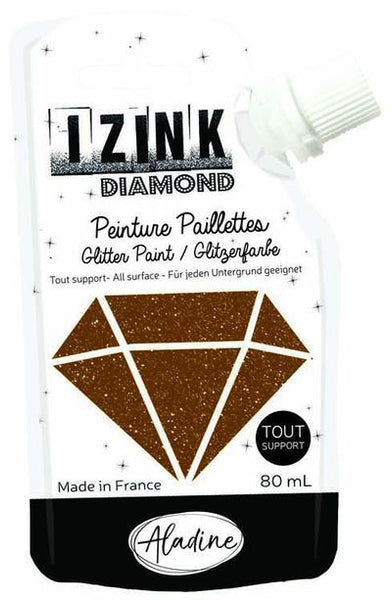 Aladine IZINK Diamond Glitter Paint 80ml, Marron (Brown)