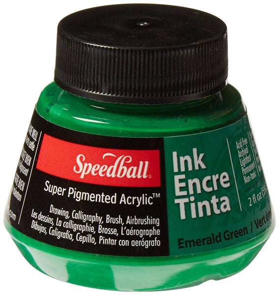 Speedball, Super Pigmented Acrylic Ink, Emerald Green - Scrapbooking Fairies