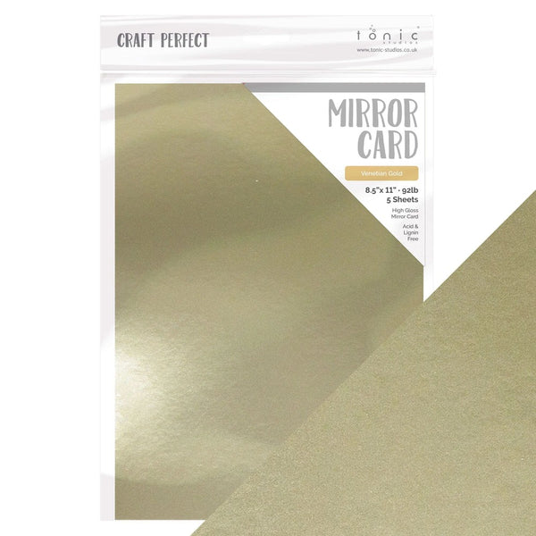Craft Perfect Mirror Cardstock 92lb 8.5"X11" 5/Pkg, Venetian Gold (92 lbs)