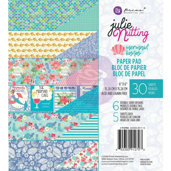 Prima Marketing Double-Sided Paper Pad 6"X6" 30/Pkg, Julie Nutting, Mermaid Kisses, 6 Designs/5 Each