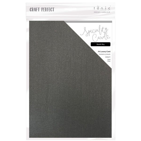 Tonic Studios, Craft Perfect Luxury Embossed Cardstock A4 5/Pkg, Starlit Sky (Shimmering) (85 lbs)