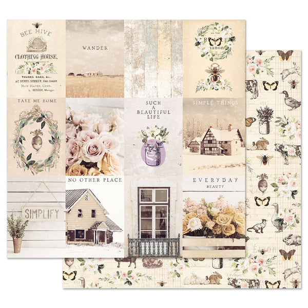 Prima Marketing, Spring Farmhouse Collection, Foil Double-Sided Cardstock 12X12, Simple Things