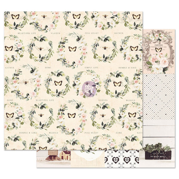 Prima Marketing Spring Farmhouse Collection, Foiled Double-Sided Cardstock 12"X12", Full Heart