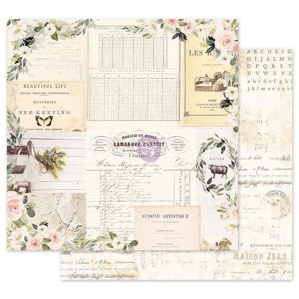 Prima Marketing, Spring Farmhouse Collection, Foil Double-Sided Cardstock 12X12, Gather
