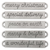 Tim Holtz Idea-Ology Metal, Word Bands .375"X2.375" 5/Pkg, Antique Nickel Christmas - Scrapbooking Fairies