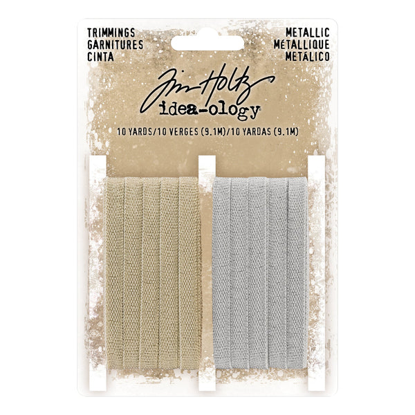 Tim Holtz Idea-Ology Metallic Trimmings .25" 2/Pkg, Gold & Silver, 5 Yards Each - Scrapbooking Fairies