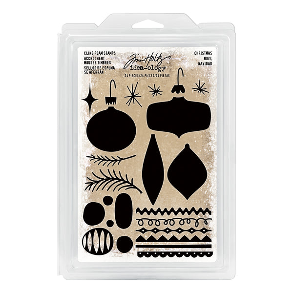 Tim Holtz Idea-Ology Cling Foam Stamps 24/Pkg, Christmas Ornaments - Scrapbooking Fairies