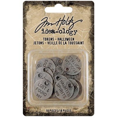 Tim Holtz, Idea-Ology Metal Quote Tokens 18/Pkg, Halloween