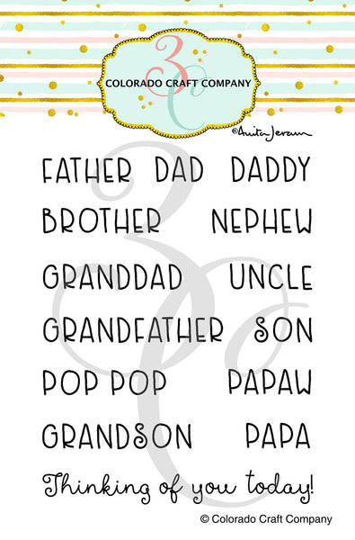 Colorado Craft Company Clear Stamps 3"x4", For Dad Names-By Anita Jeram