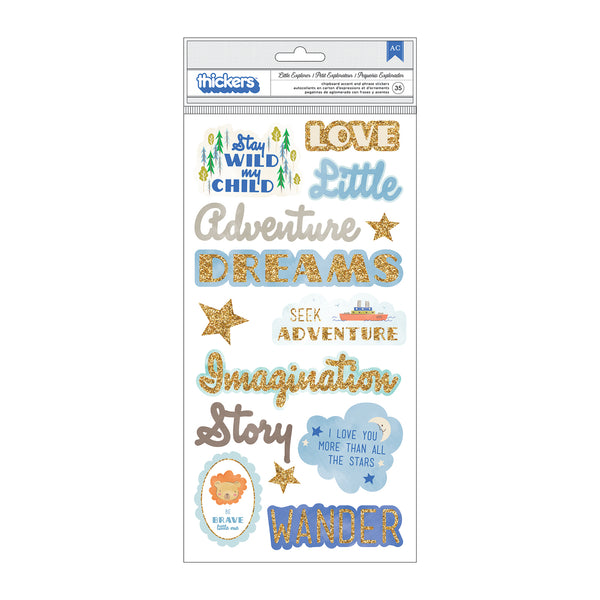 American Crafts, Little Adventurer Thickers Stickers 5.5"X11" 35/Pkg, Boy Phrase & Icons/Chipboard