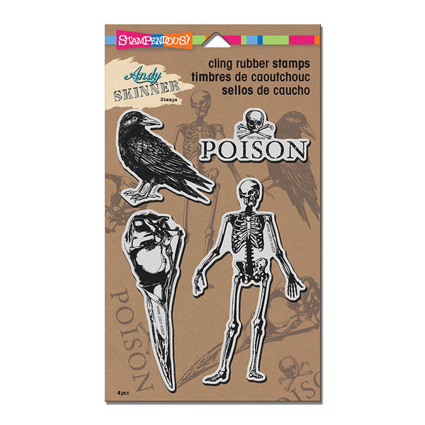 Stampendous, Birds And Bones, Cling Rubber Stamp Set by Andy Skinner