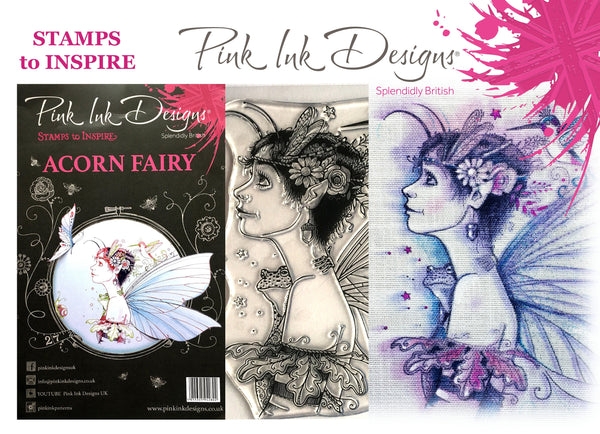 Pink Ink Designs A5 Clear Stamp, Acorn Fairy, Mythical Series