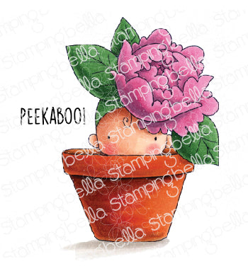 Stampingbella, Cling Stamps, Peony Baby In Pot