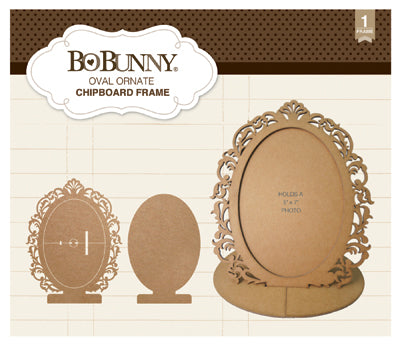 BoBunny Essentials Laser-Cut Chipboard Frame, Oval Ornate