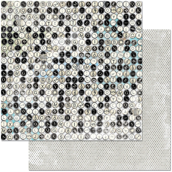 Bo Bunny, 12X12 Paper, Life In Color - Typewriter - Scrapbooking Fairies