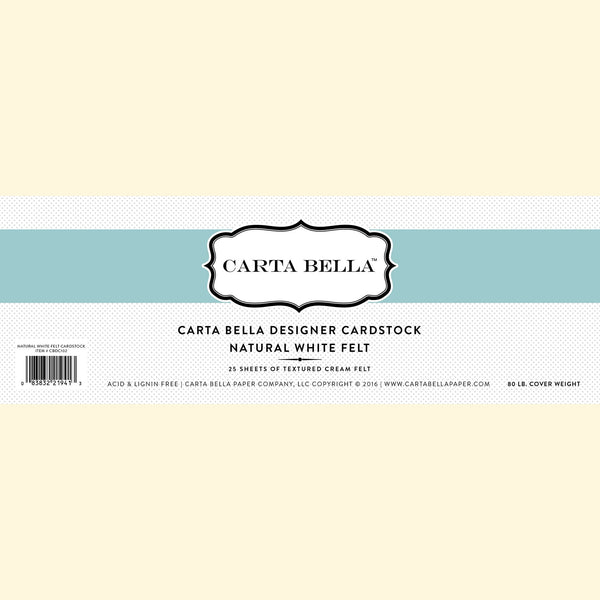 Carta Bella Designer Cardstock, Natural White Felt 80lb, 12"x12" - Scrapbooking Fairies