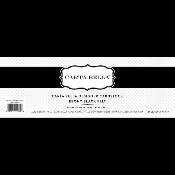 Carta Bella Designer Cardstock 12"x12", 80 lb, Ebony Black Felt