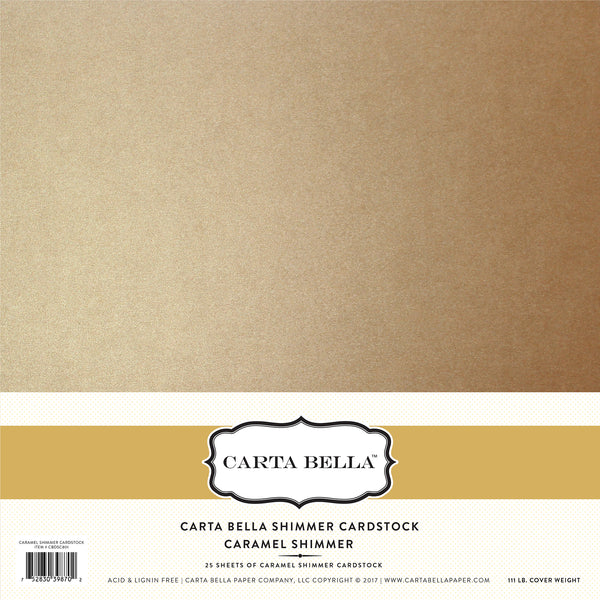 Carta Bella Designer Shimmer 111 lb Cover Weight Cardstock 12"X12", Caramel