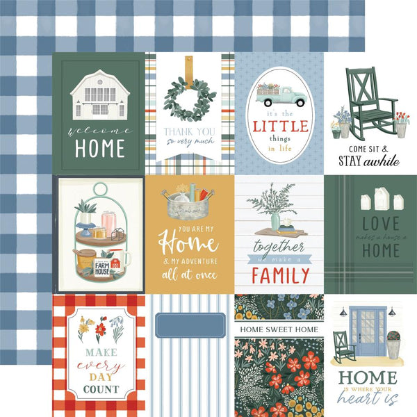 Carta Bella, Farmhouse Summer, Double-Sided Cardstock 12"X12", 3"x4" Journaling Cards