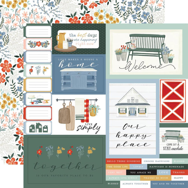 Carta Bella, Farmhouse Summer, Double-Sided Cardstock 12"X12", Multi Journaling Cards
