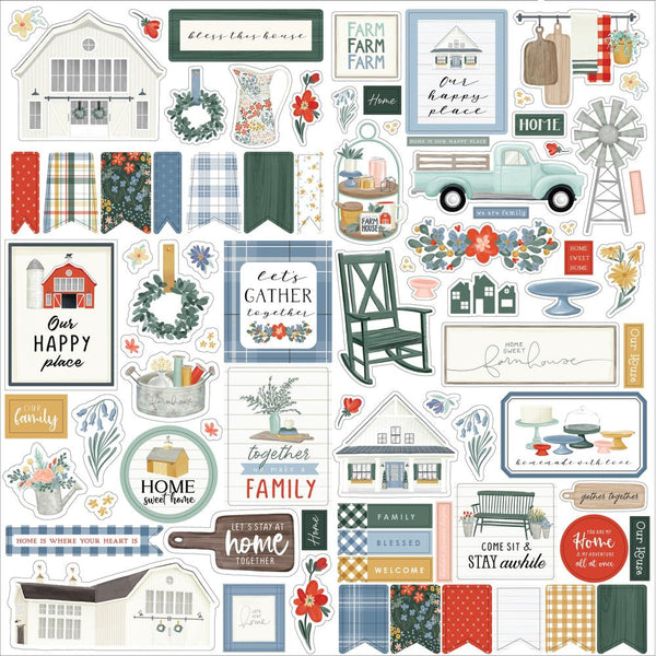 Carta Bella, Farmhouse Summer, Cardstock Stickers 12"X12", Elements