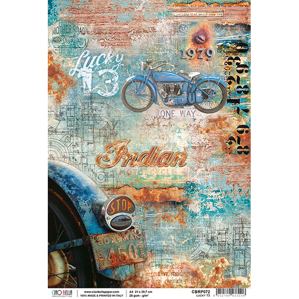 Ciao Bella Piuma Rice Paper Sheet A4, Lucky 13, Collateral Rust