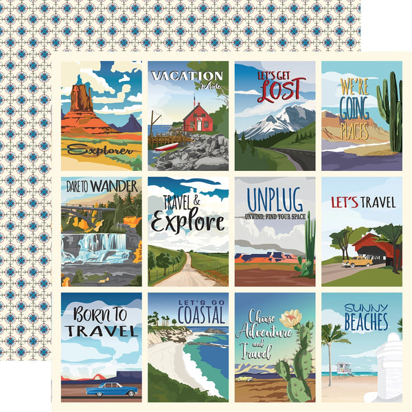 Carta Bella, Road Trip, Double-Sided Cardstock 12"X12", 3x4 Journaling Cards