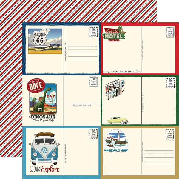 Carta Bella, Road Trip, Double-Sided Cardstock 12"X12", Postcards