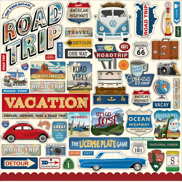 Carta Bella, Road Trip Cardstock Stickers 12"X12", Element