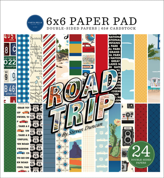 Carta Bella Double-Sided Paper Pad 6"X6" 24/Pkg, Road Trip