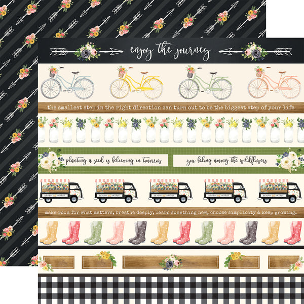 Echo Park, Spring Market Double-Sided Cardstock 12"X12", Border Strips - Scrapbooking Fairies