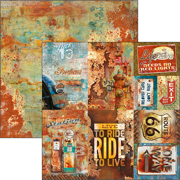 Ciao Bella, Double-Sided Cardstock, 90lb, 12"X12", Rusted Cards, Collateral Rust